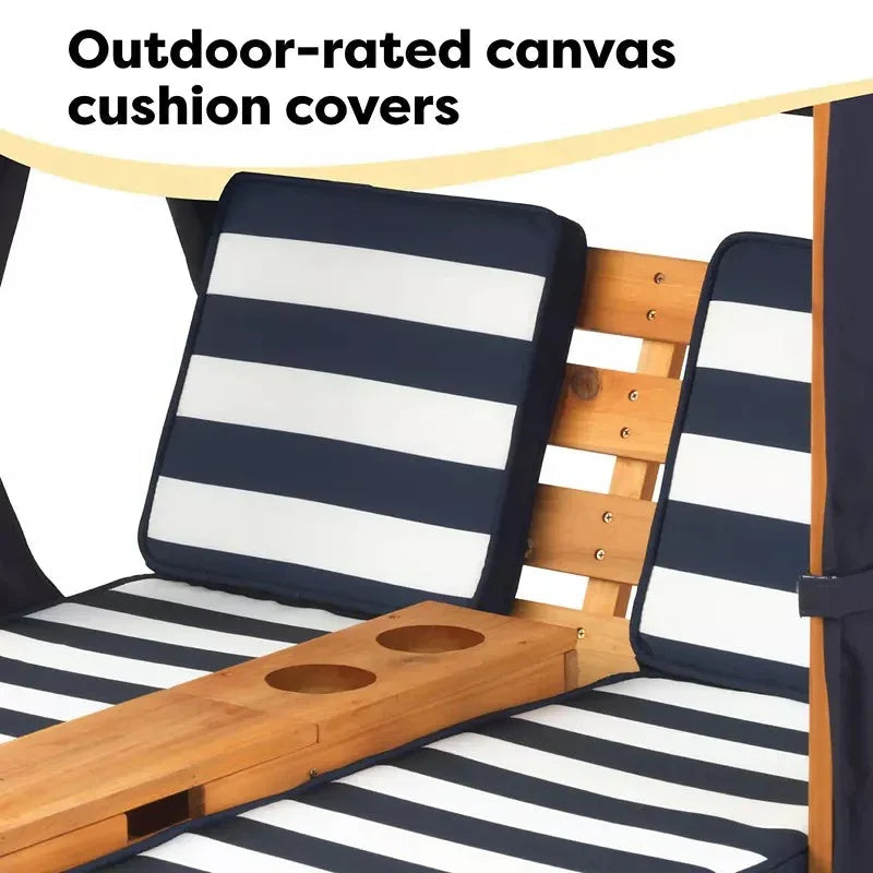 KidKraft Double Chaise Lounge with Canopy and Cupholder