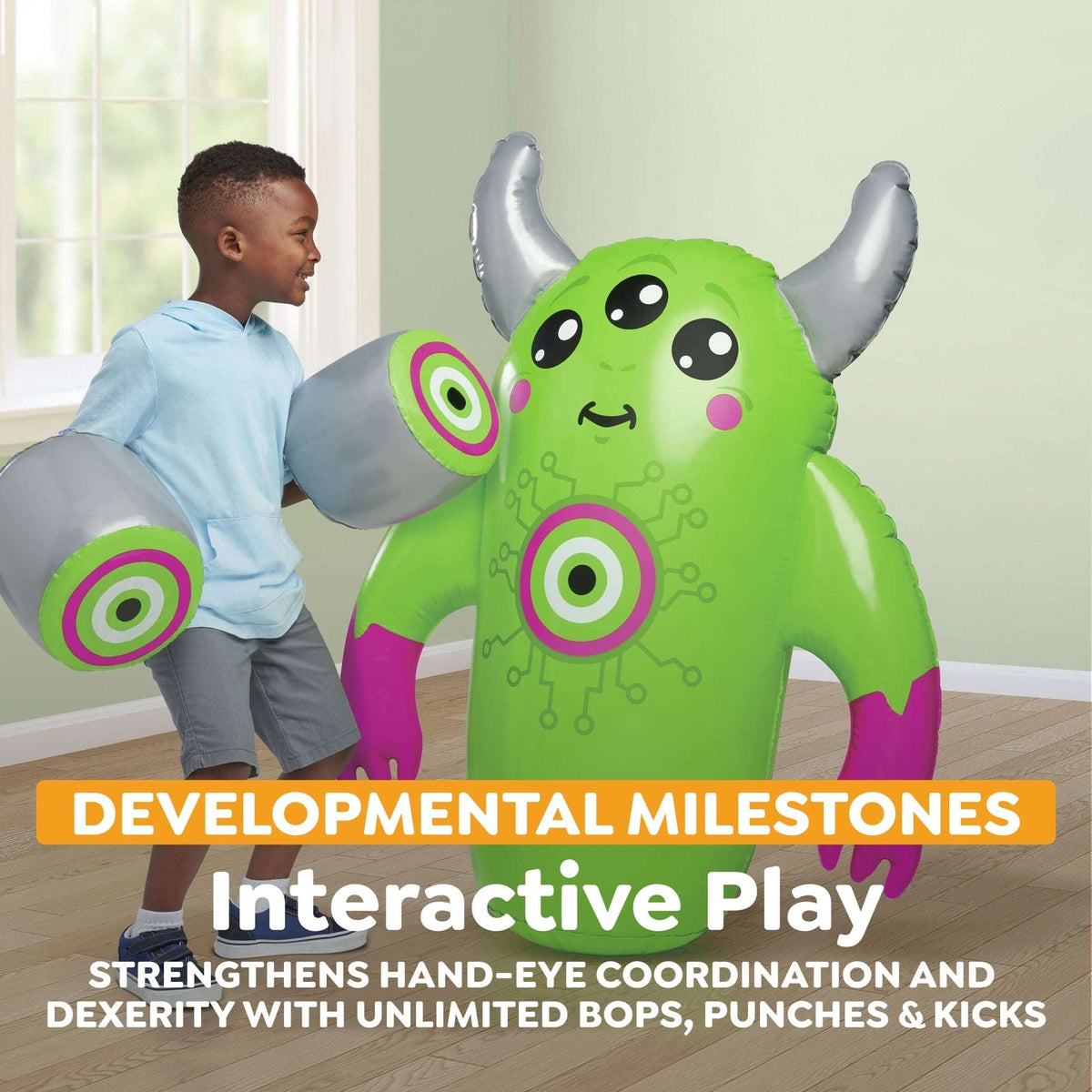 Play Day Kids Monster Inflatable Bop Bag with Boxing Gloves - 47 Inch
