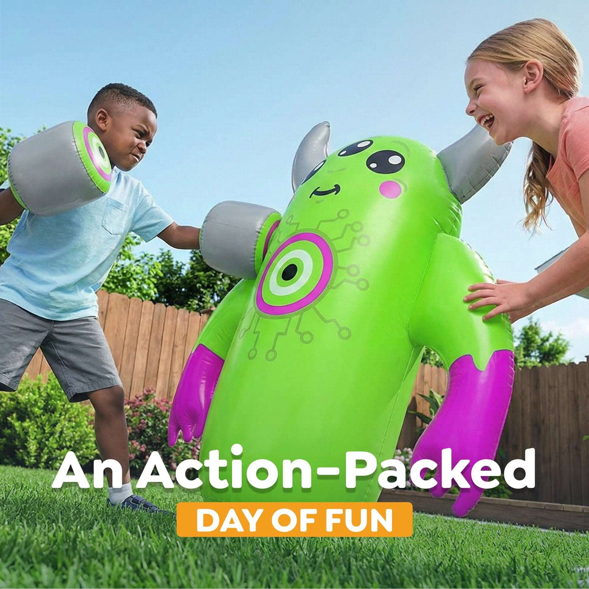 Play Day Kids Monster Inflatable Bop Bag with Boxing Gloves - 47 Inch