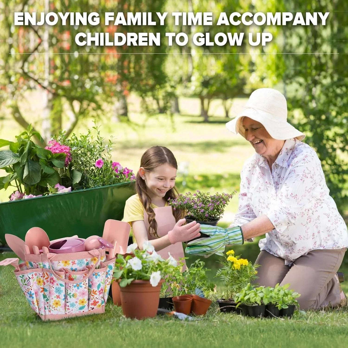 Kids Gardening Set 14Pcs Garden Tools with Tote Bag,Watering Can, Shovel, Apron, Garden Book and More Educational STEM Learning Outdoor for Toddlers Boys Girls