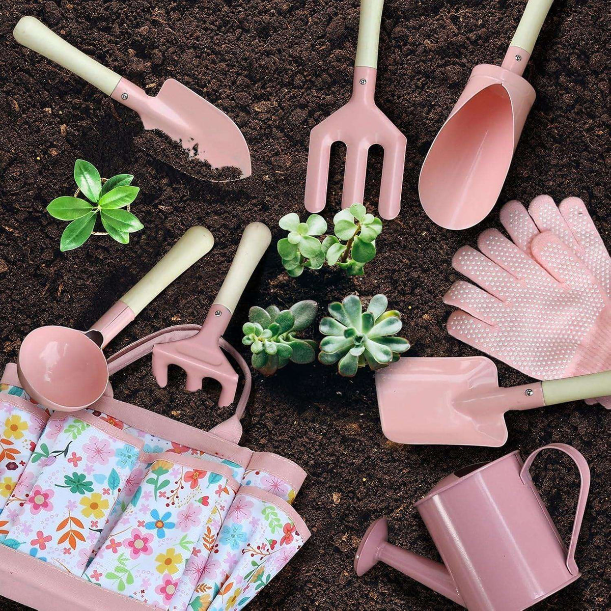 Kids Gardening Set 14Pcs Garden Tools with Tote Bag,Watering Can, Shovel, Apron, Garden Book and More Educational STEM Learning Outdoor for Toddlers Boys Girls