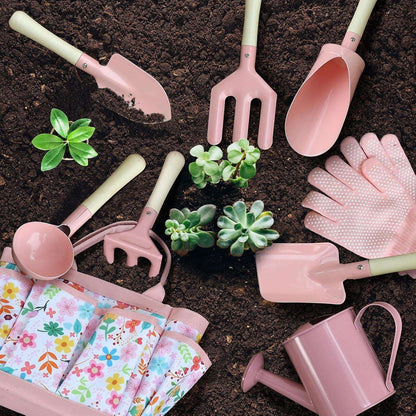 Kids Gardening Set 14Pcs Garden Tools with Tote Bag,Watering Can, Shovel, Apron, Garden Book and More Educational STEM Learning Outdoor for Toddlers Boys Girls