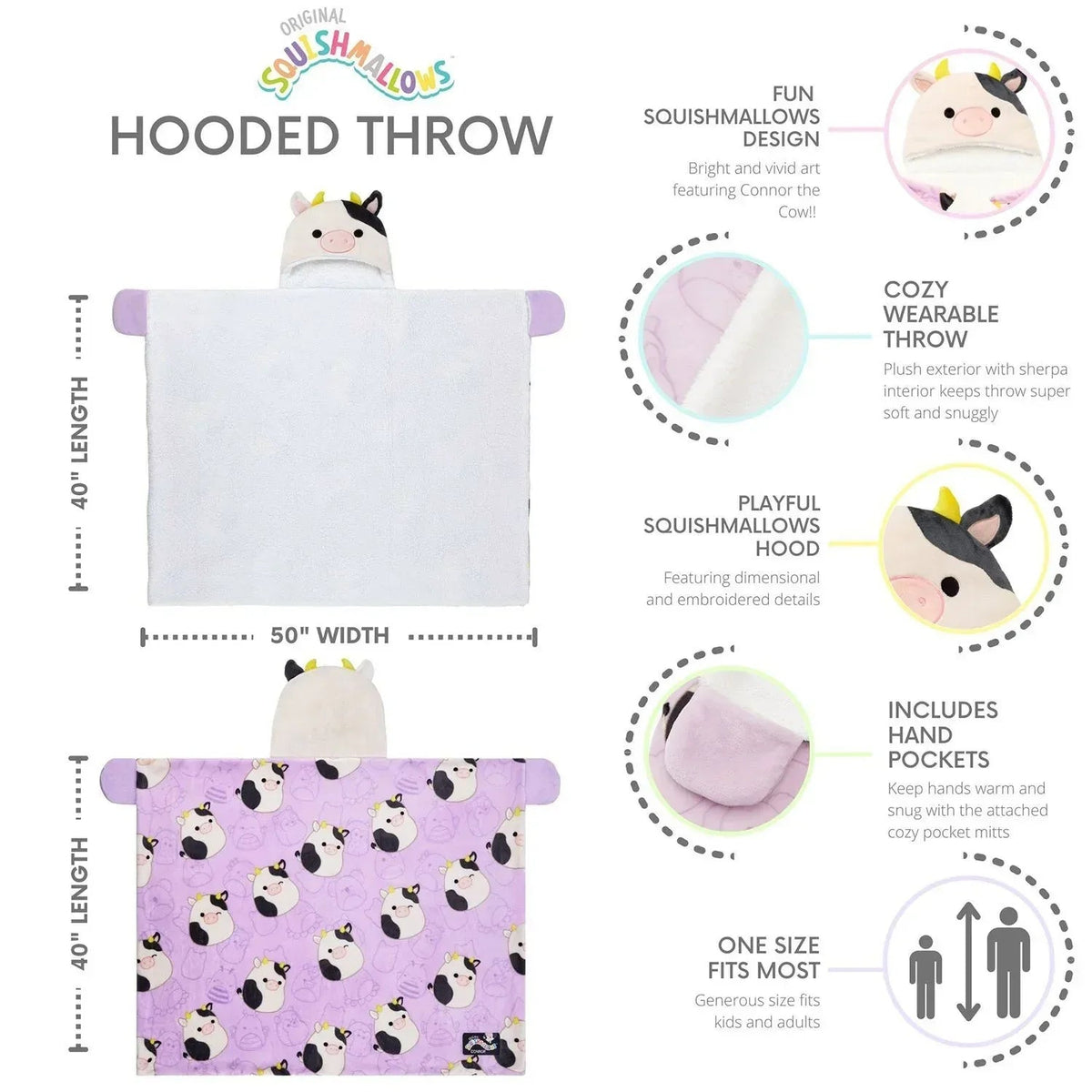 Kids Licensed 40" x 50" Hooded Throw with Sherpa Lining