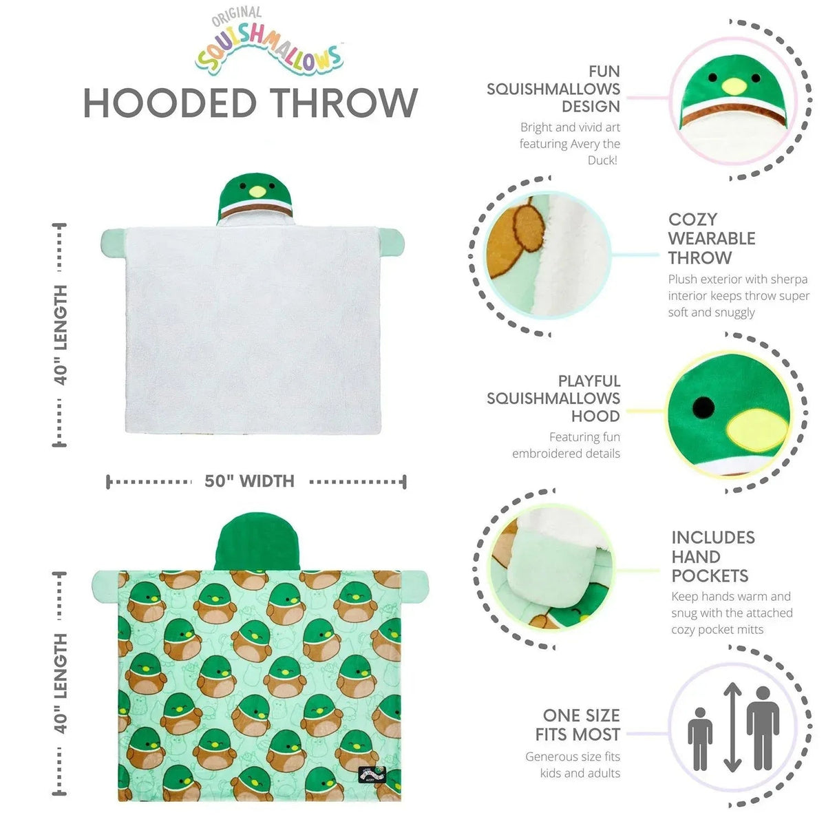 Kids Licensed 40" x 50" Hooded Throw with Sherpa Lining