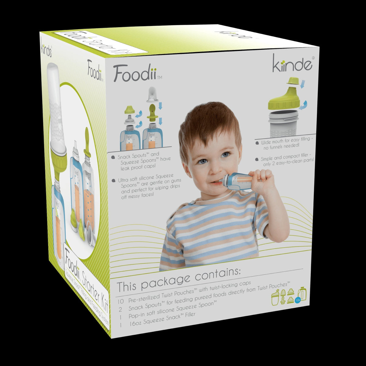 Kiinde Foodii Baby Food Maker System for Homemade Squeeze Pouches with Reusable Spouts, Spoons, Food Storage Pouch Starter Kit for Babies and Toddlers