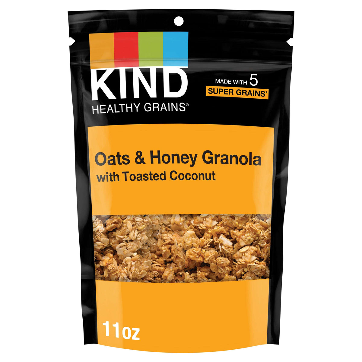 KIND HEALTHY GRAINS Granola, Healthy Snack, Oats & Honey Granola with Toasted Coconut, Snack Mix 11 OZ