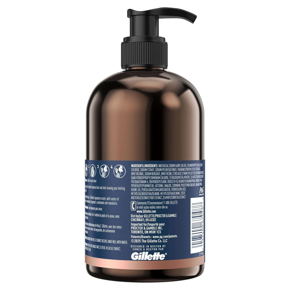 King C. Gillette 3in1 Beard, Face & Hair Wash with King C. Gillette Signature Scent, 11.8oz
