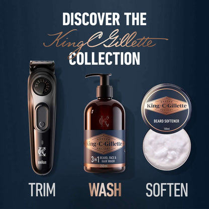 King C. Gillette 3in1 Beard, Face & Hair Wash with King C. Gillette Signature Scent, 11.8oz