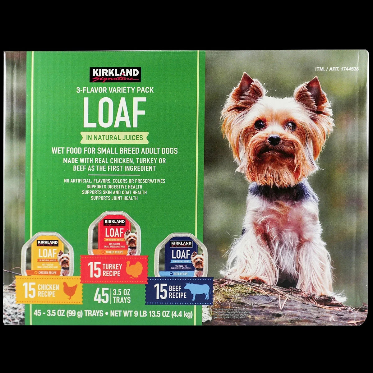 Kirkland Signature Loaf Wet Dog Food, Small Breed Adult Dogs, Variety Pack, 3.5 oz, 45 ct