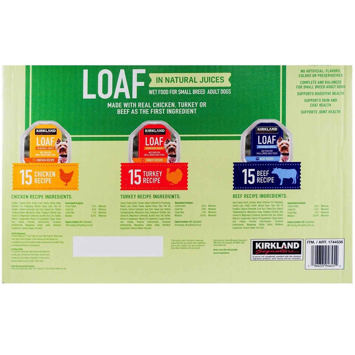 Kirkland Signature Loaf Wet Dog Food, Small Breed Adult Dogs, Variety Pack, 3.5 oz, 45 ct