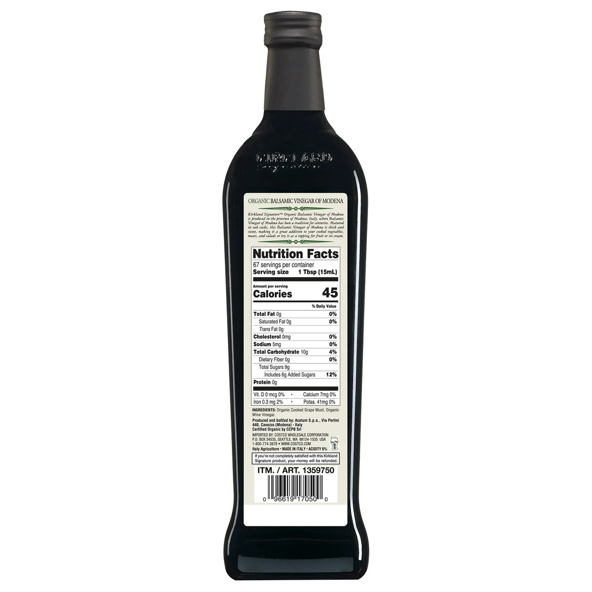 Kirkland Signature Organic Modena Balsamic Vinegar 2-pack (33.8 oz each)