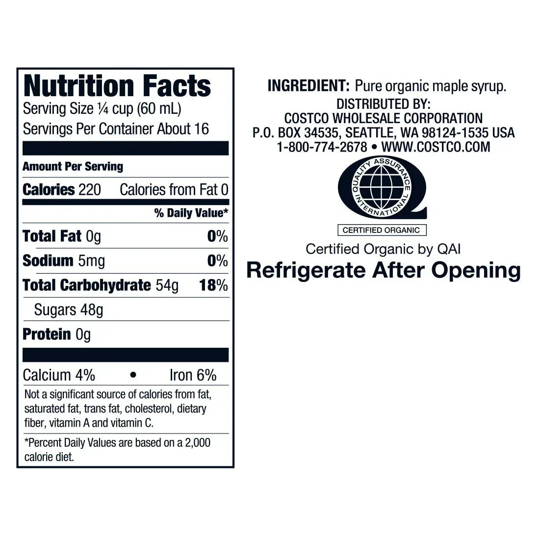 Kirkland Signature Organic Pure Maple Syrup, 33.8 oz