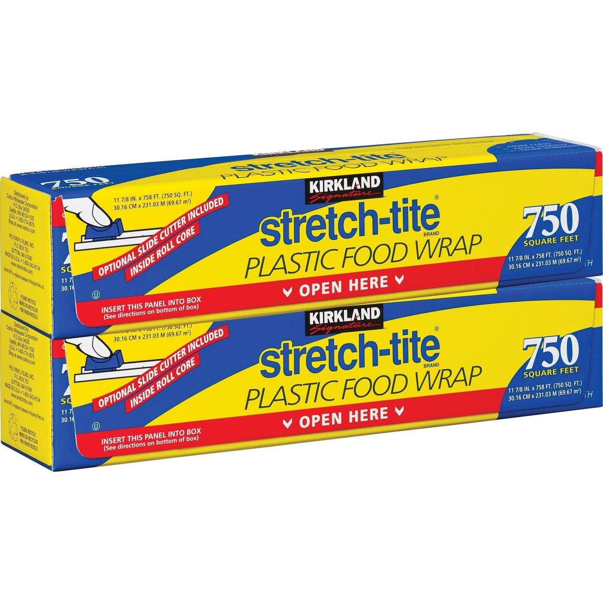 Kirkland Signature Stretch-Tite Plastic Food Wrap, 11 7/8 in x 758 ft, 2-count
