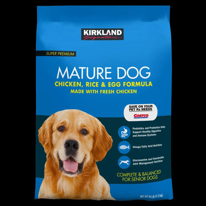 Kirkland Signature Super Premium Mature Dog Food, Chicken, Rice & Egg, 25 lbs
