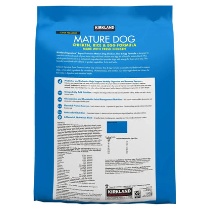 Kirkland Signature Super Premium Mature Dog Food, Chicken, Rice & Egg, 25 lbs