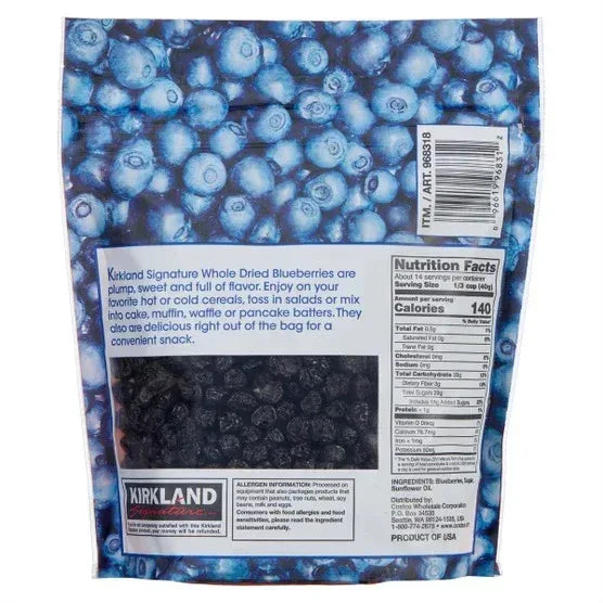 Kirkland Signature, Whole Dried Blueberries, 20 oz