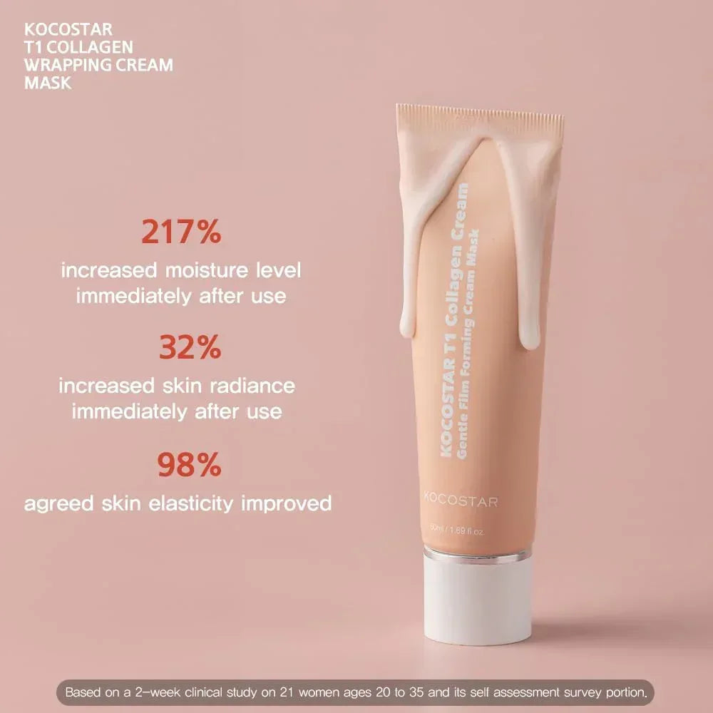 Kocostar T1 Collagen Face Cream to Film Wrapping Mask, 1.69 fl oz, 2-pack