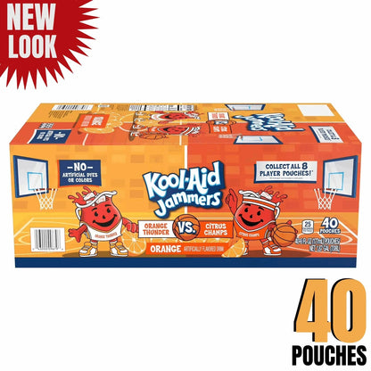 Kool-Aid Jammers Orange Juice Drink Pouches Basketball Edition, 6 fl oz (40 Pack)