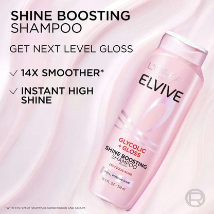 L'Oreal Paris Elvive Glycolic Gloss Shine Enhancing Shampoo, 13.5 fl oz