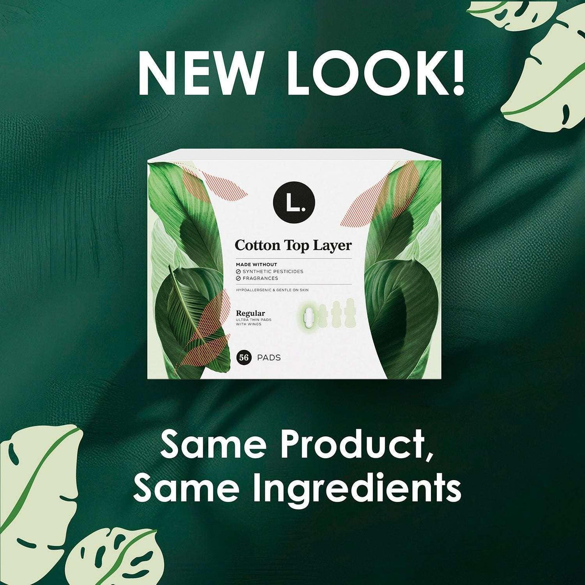 L. Ultra Thin Organic Cotton Pads with Wings, Super, 96 ct.