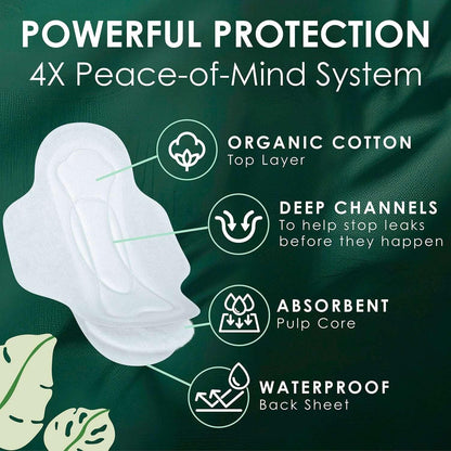 L. Ultra Thin Organic Cotton Pads with Wings, Super, 96 ct.