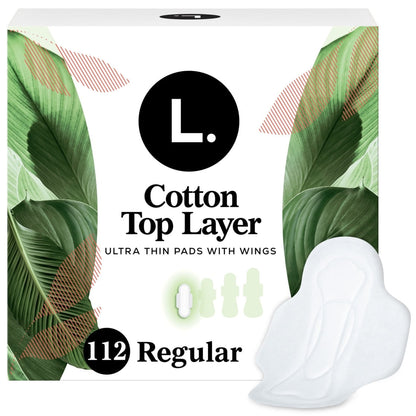 L. Ultra Thin Pads, Organic Cotton Top Layer, Regular, 112 count