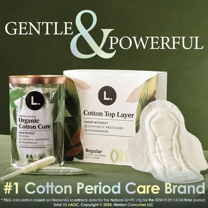 L. Ultra Thin Pads, Organic Cotton Top Layer, Regular, 112 count (PACK OF 3 )