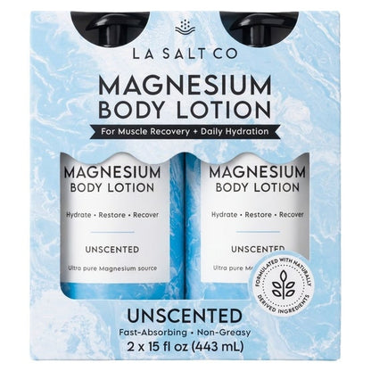 LA SALT CO Magnesium Body Lotion, 15 fl oz, 2-pack