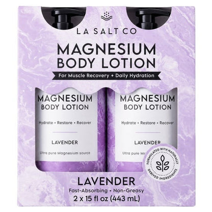 LA SALT CO Magnesium Body Lotion, 15 fl oz, 2-pack