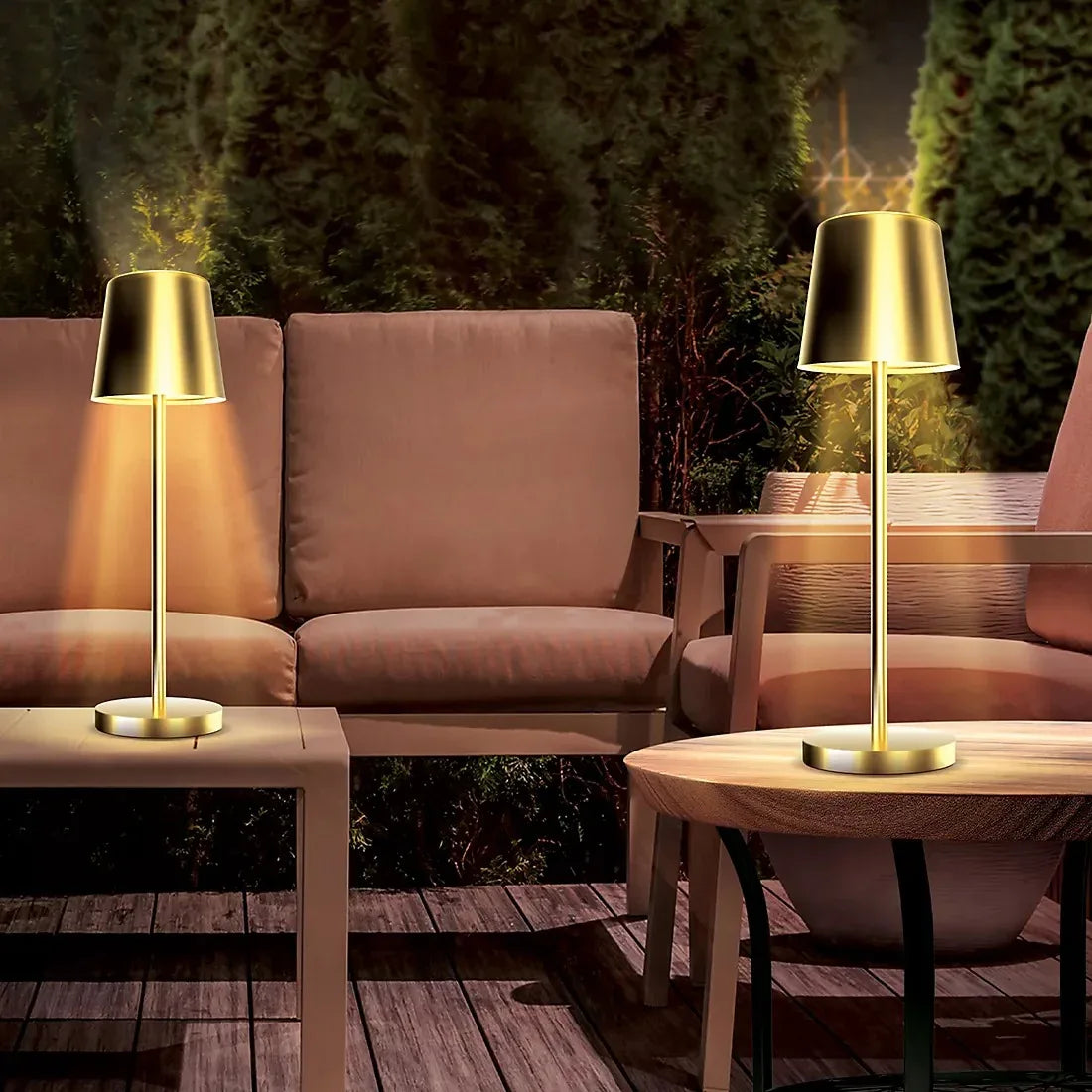 Brookstone 2 pk. LED Gold Patio Touch Lamps