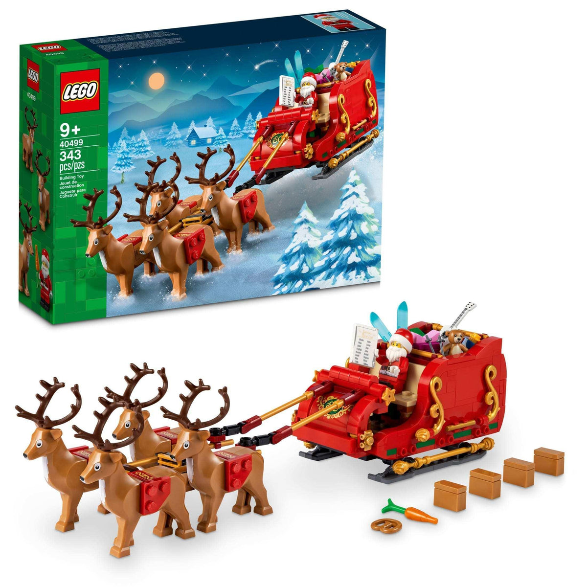 LEGO Santa's Sleigh - Building Toys for Kids, Boys & Girls, Ages 9+ - Indoor Christmas Decorations for Home W/ Santa Claus Figurine & Reindeer - Gifts for Boys & Girls