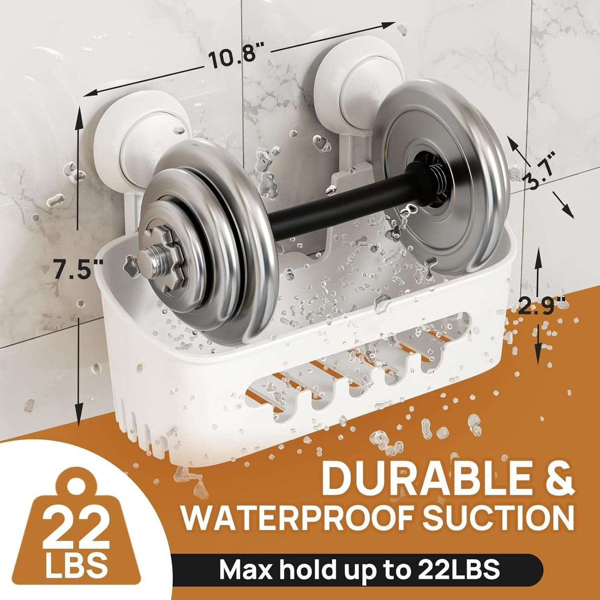 LEVERLOC Shower Caddy Suction Cup Set Shower Organizer & Soap Holder & Toothbrush Holder, Bathroom Shelf Basket NO-Drilling, Removable Suction Storage Waterproof Bathroom Caddy