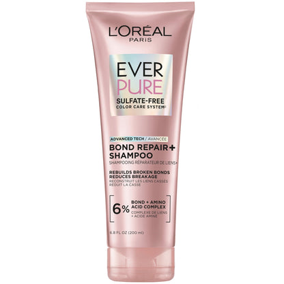 L'Oreal Paris EverPure Sulfate Free Bond Strengthening Shampoo, Conditioner, & Pre Shampoo Treatment Set, 6.8 fl oz