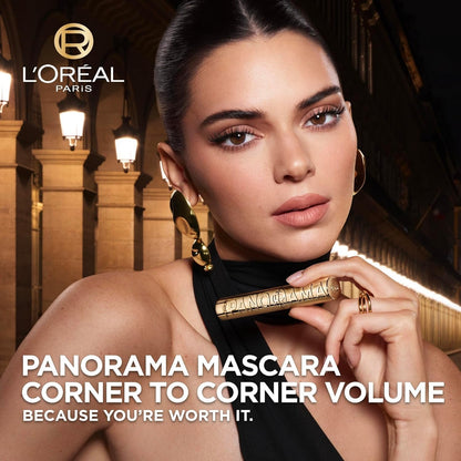 L'Oreal Paris Voluminous Panorama Mascara, Volumizing and Lengthening Mascara, Washable Longwear and Smudge Resistant Make Up, Blackest Black, 0.33 Fl Oz