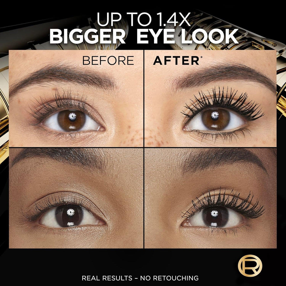 L'Oreal Paris Voluminous Panorama Mascara, Volumizing and Lengthening Mascara, Washable Longwear and Smudge Resistant Make Up, Blackest Black, 0.33 Fl Oz