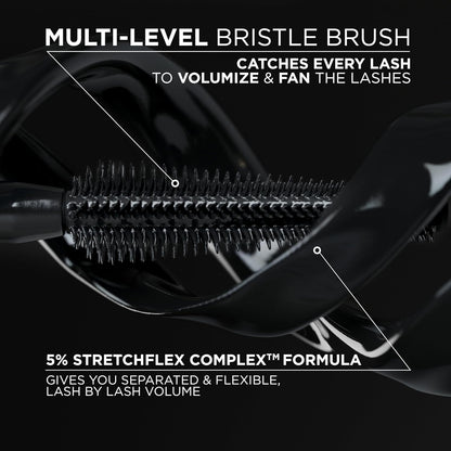 L'Oreal Paris Voluminous Panorama Mascara, Volumizing and Lengthening Mascara, Washable Longwear and Smudge Resistant Make Up, Blackest Black, 0.33 Fl Oz
