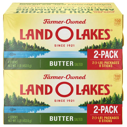 Land O Lakes Salted Butter, 8 Sticks, 2-1 lb Packs