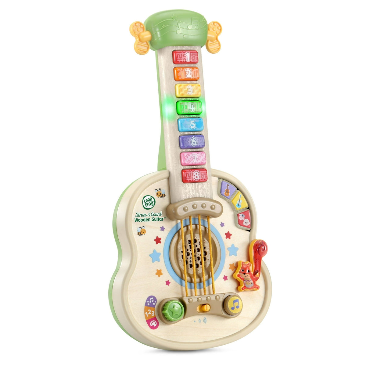 LeapFrog Strum & Count Wooden Guitar Plastic, FSC-Certified Wood Baby and Toddler Toys