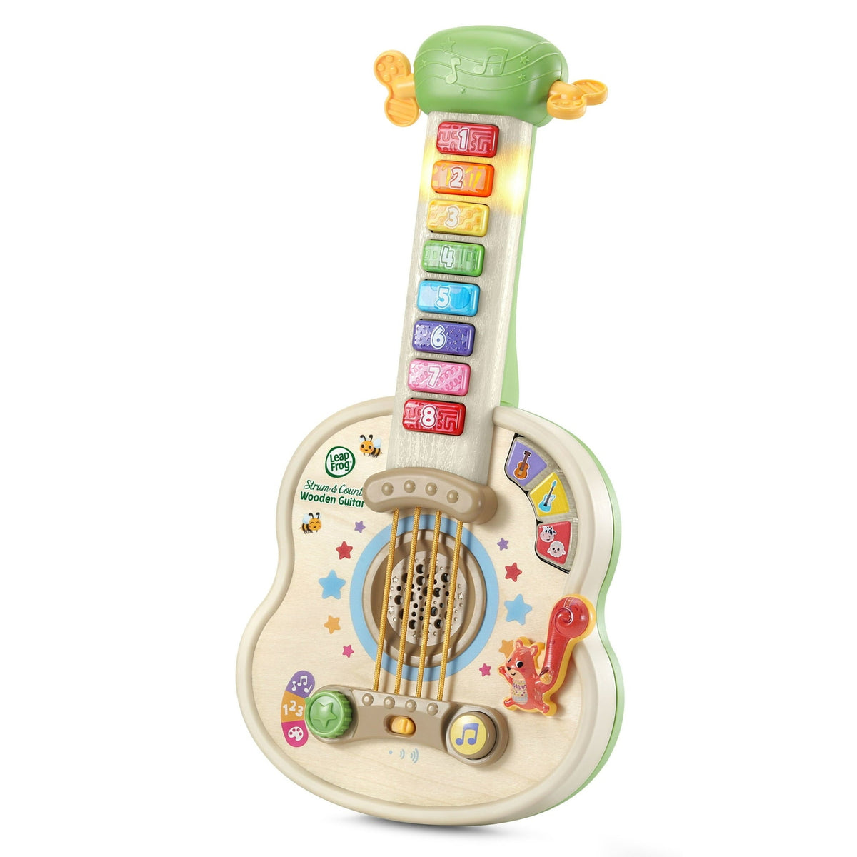 LeapFrog Strum & Count Wooden Guitar Plastic, FSC-Certified Wood Baby and Toddler Toys