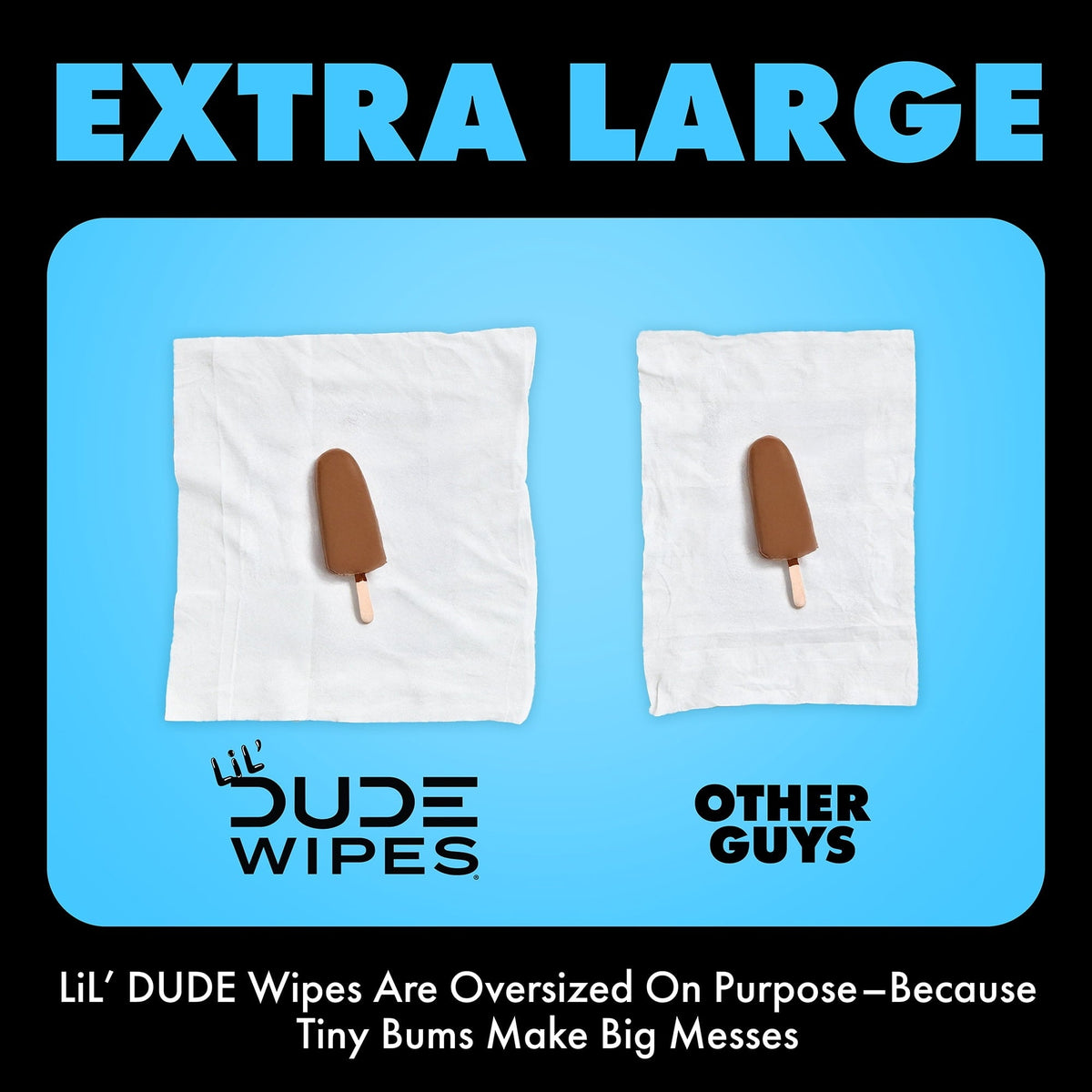 LiL' DUDE Flushable Wipes, Extra Large Fragrance Free Wet Wipes, 126 Count, 3 Pack