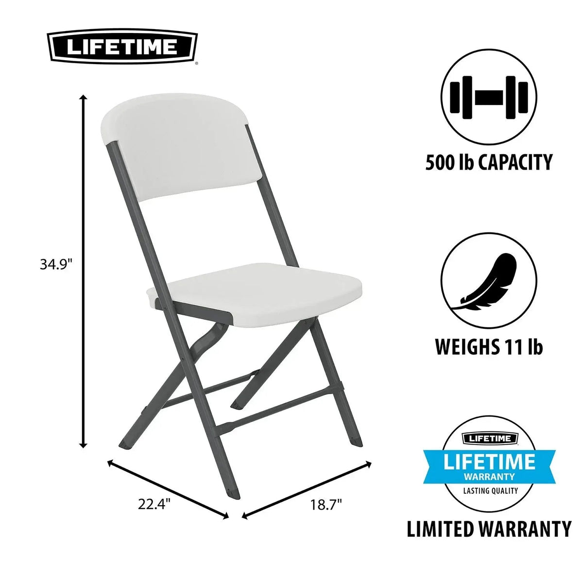 Lifetime 2nd Generation Commercial Folding Chair, Single and 4 Pack