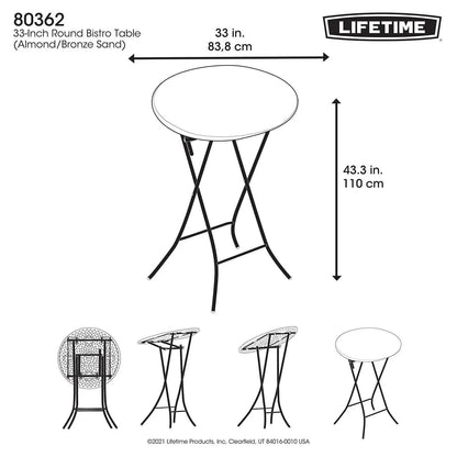 Lifetime 33-Inch Round Bistro Table Light Commercial
