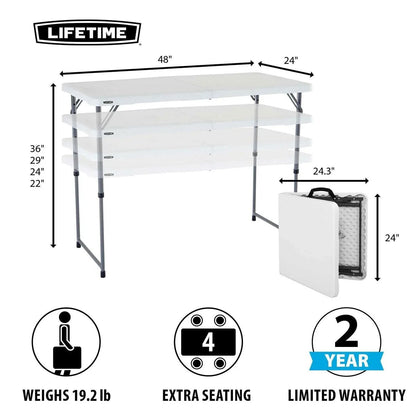 Lifetime 4' Commercial Grade Adjustable Fold-in-Half Table