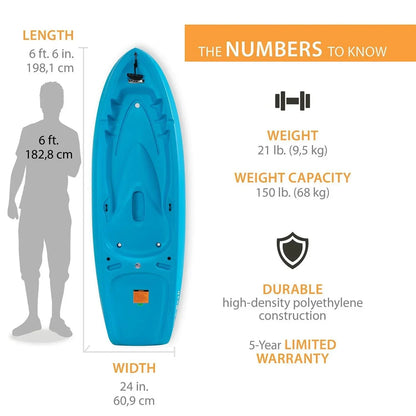 Lifetime Dash 6'6" Youth Sit-On-Top Kayak, Paddle Included