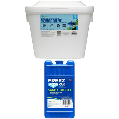 Lifoam 28Qt Envirocooler 24 Can Capacity Foam Cooler, White, 1 Count and FreezPak Small Ice Pack, 1 Count