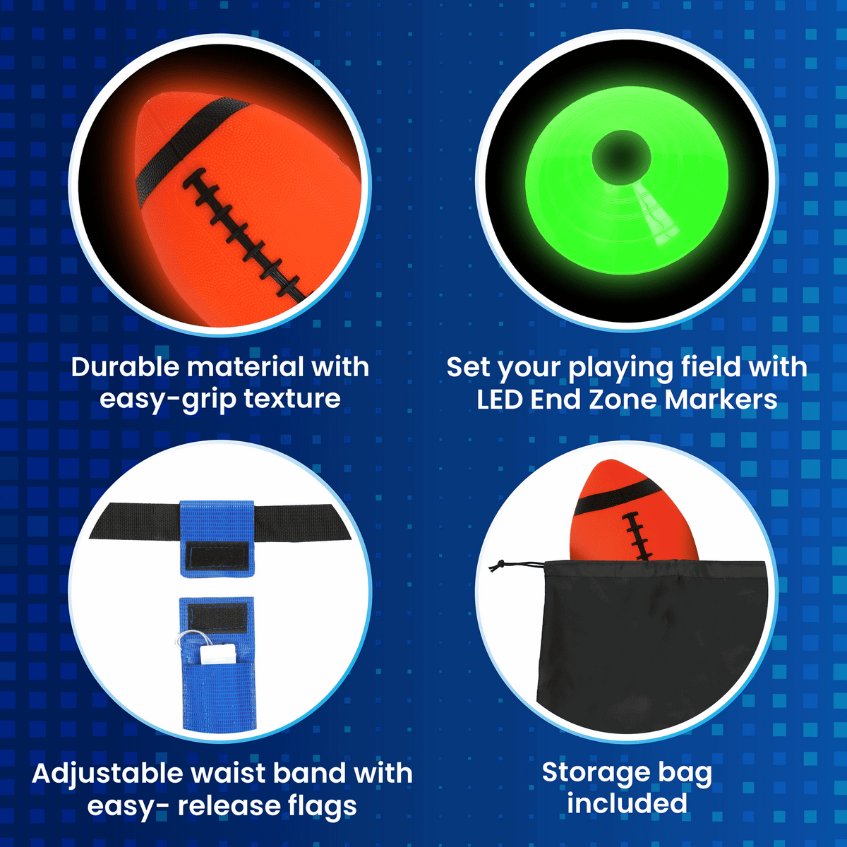 LED Flag Football, Light-Up Outdoor Sports Game, for All Ages, by MinnARK