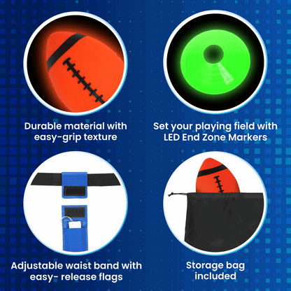 LED Flag Football, Light-Up Outdoor Sports Game, for All Ages, by MinnARK