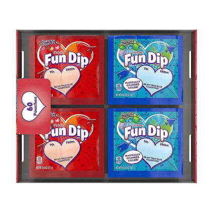Lik-M-Aid Fun Dip Valentines Day Packs, Cherry Yum Diddly Dip, Razz-Apple Magic Dip, 60 ct.
