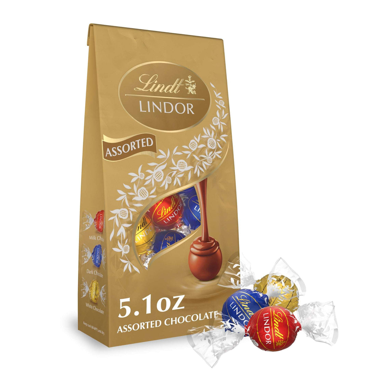 Lindt Lindor Assorted Chocolate Truffles, Candy Variety Pack, 8.5 oz Bag