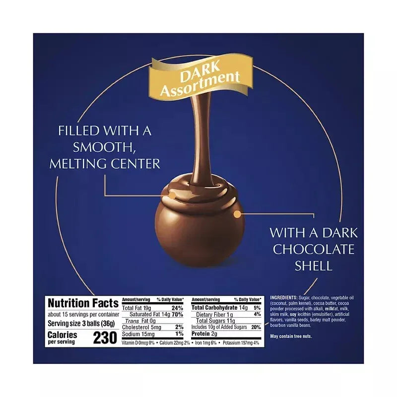 Lindt Lindor Assorted Dark Chocolate Truffles, 19 oz.